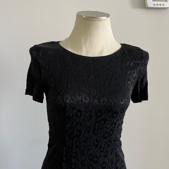 Vtg Y2K 2000s Black Floral Gothic Maxi Dress Wmns 6 Whimsygoth Fairy Grunge - Picture 2 of 8